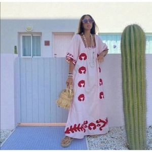 Zara Limited Edition Embroidered Pink Maxi Dress Bloggers favorite